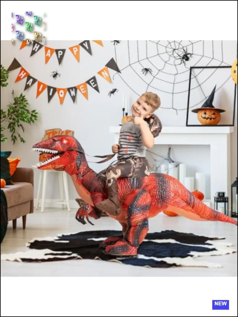 Kids Inflatable Dinosaur Costume Halloween Cosplay Blow Up T-Rex Funny Party